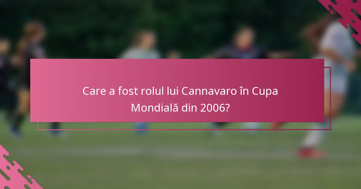 Care a fost rolul lui Cannavaro în Cupa Mondială din 2006?