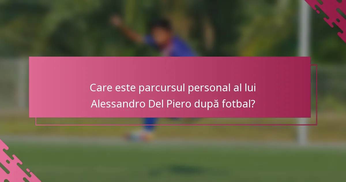 Care este parcursul personal al lui Alessandro Del Piero după fotbal?