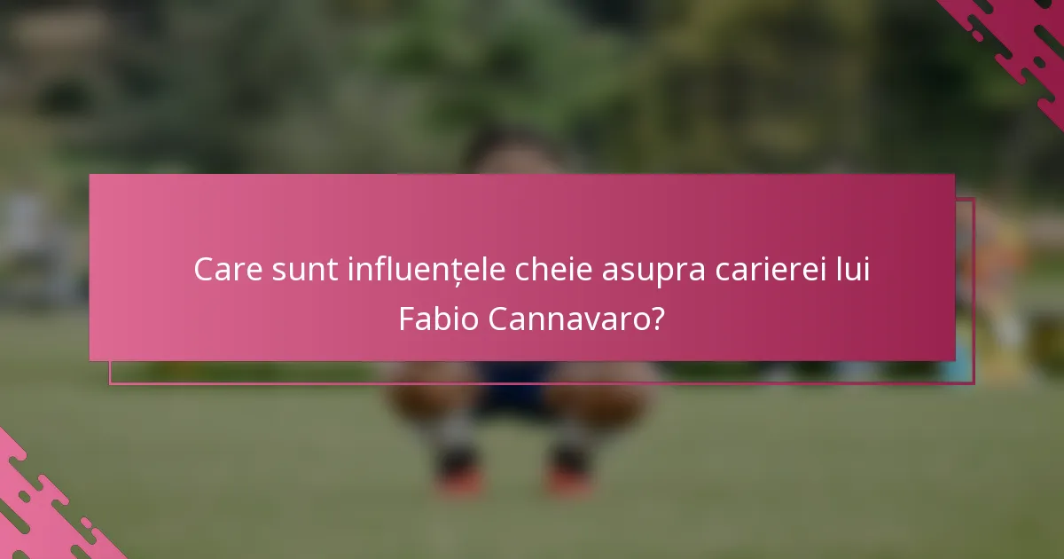 Care sunt influențele cheie asupra carierei lui Fabio Cannavaro?