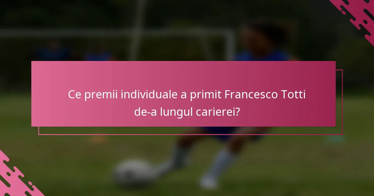 Ce premii individuale a primit Francesco Totti de-a lungul carierei?