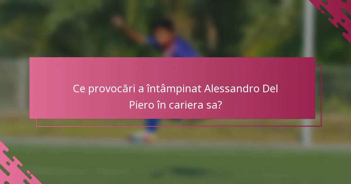 Ce provocări a întâmpinat Alessandro Del Piero în cariera sa?